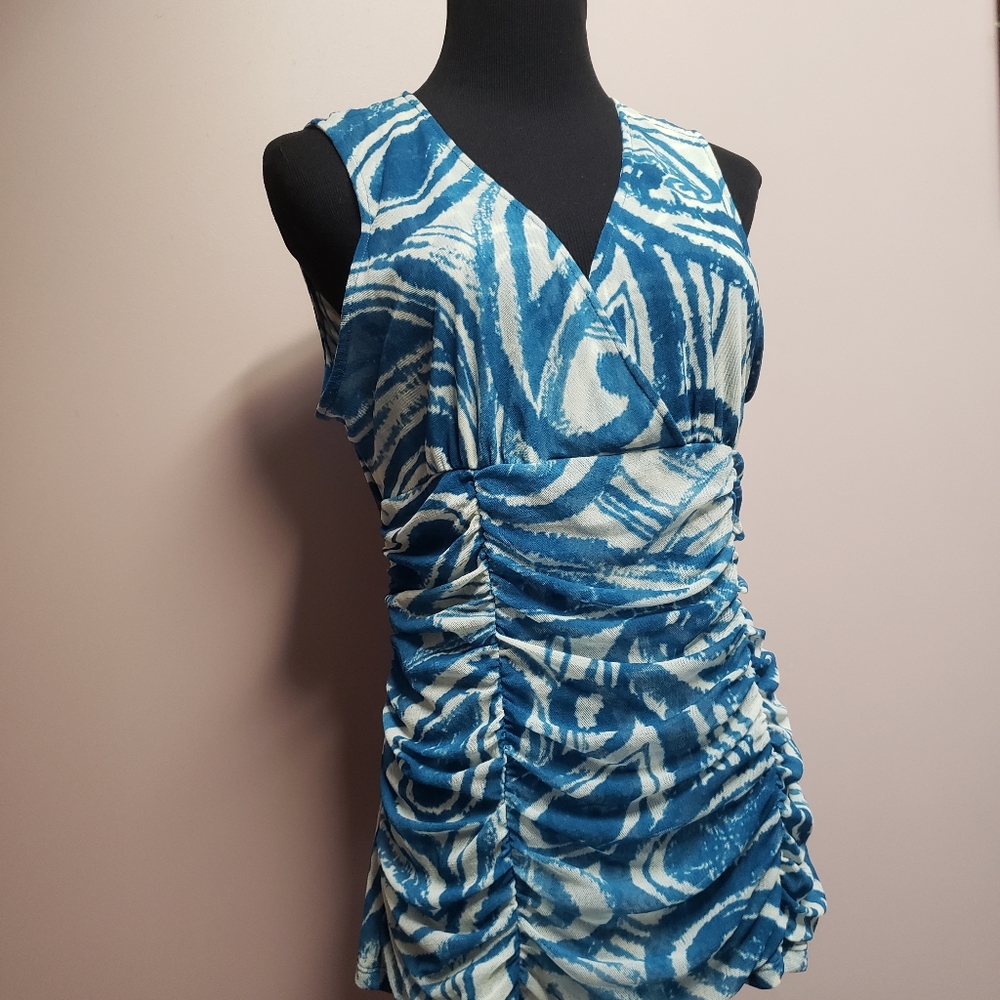 INC ELEGANT PLEATED SLEEVELESS TOP SIZE L